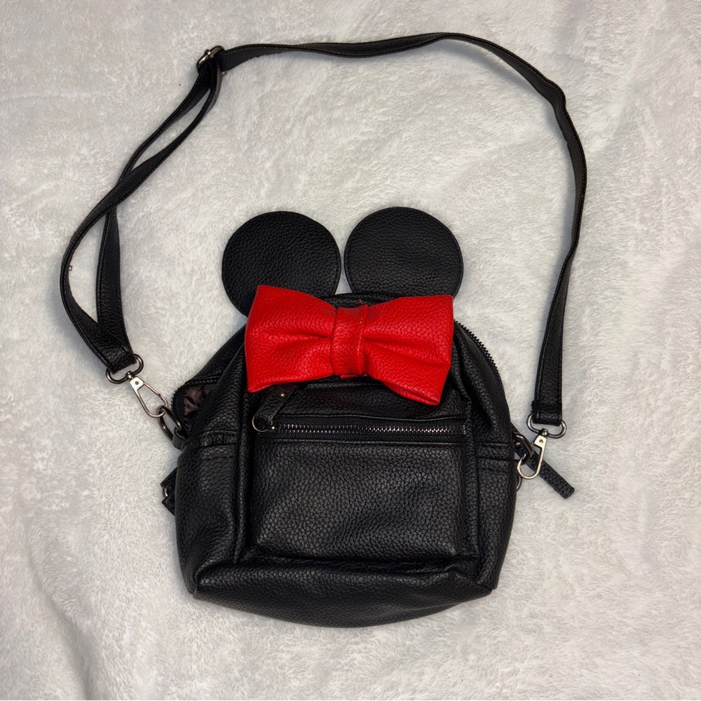 Black Backpack with Red Bow and Ears